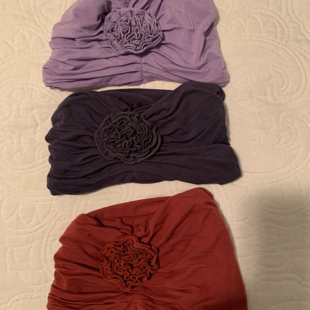 3 Alnorm Chemo Caps Flower Design Caps Cancer Headwear for Women